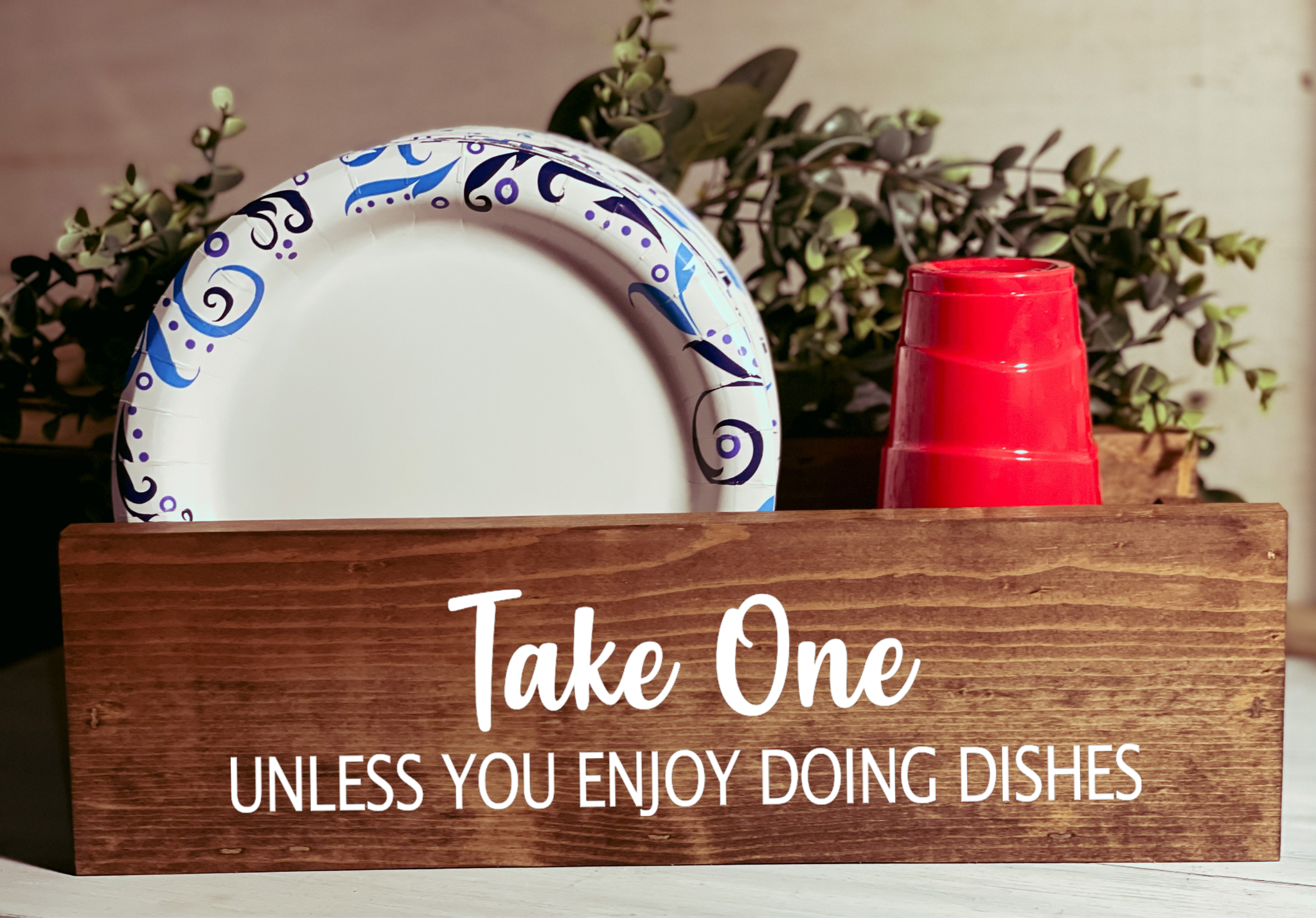 Paper Plate Holder for Events Parties or Kitchen Counter, Take One or Do  the Dishes You Choose, Hostess Party Decor 